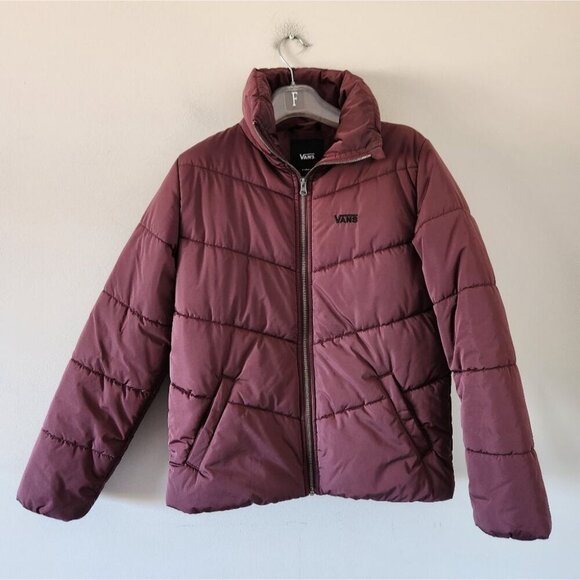 VANS | Foundry Puffer Mte Jacket Burgundy Red women Sz XS - Picture 2 of 4